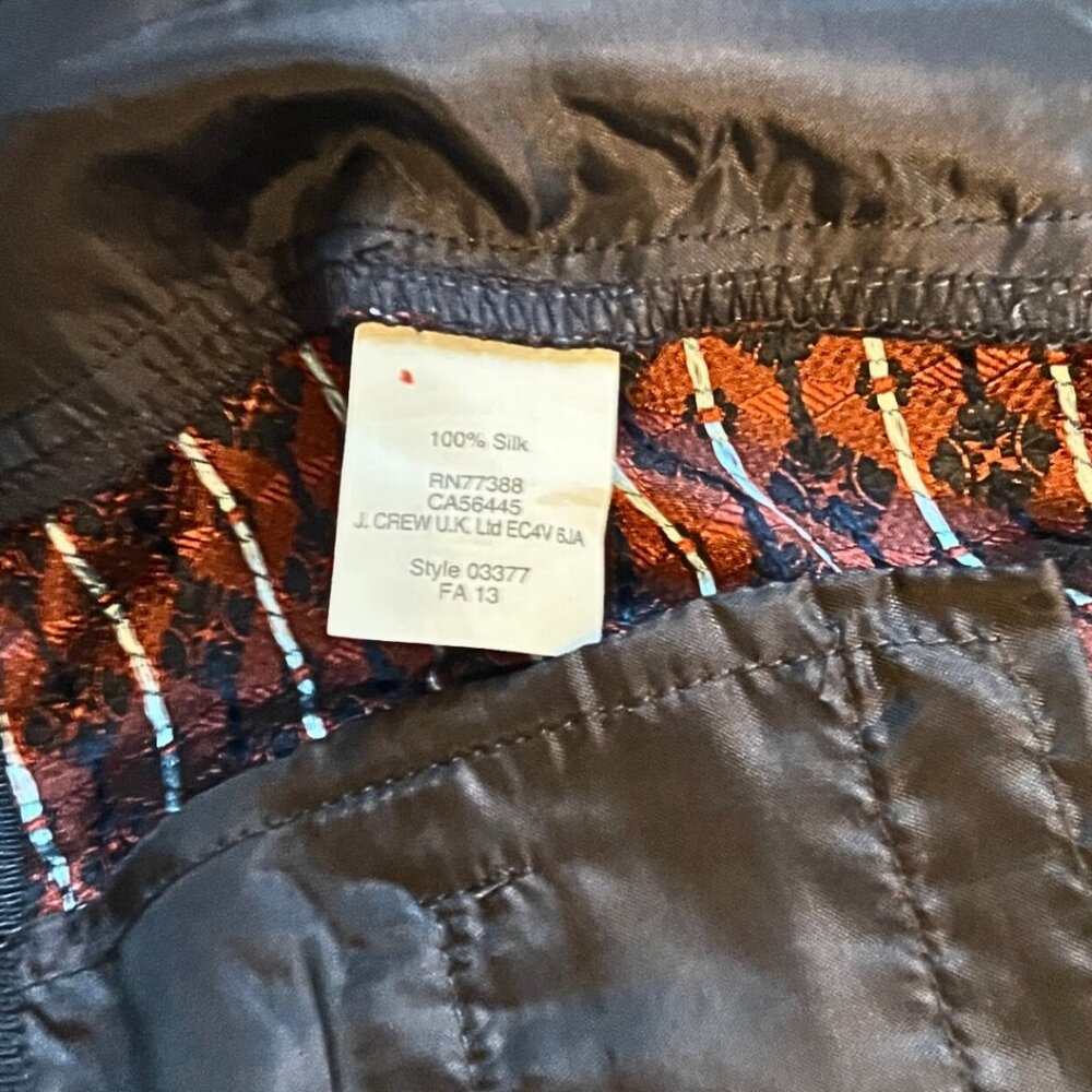 J. CREW 100% Silk Geometric Pattern Jacquard Tapered Cafe Ankle Pants Size 4 - Picture 8 of 9